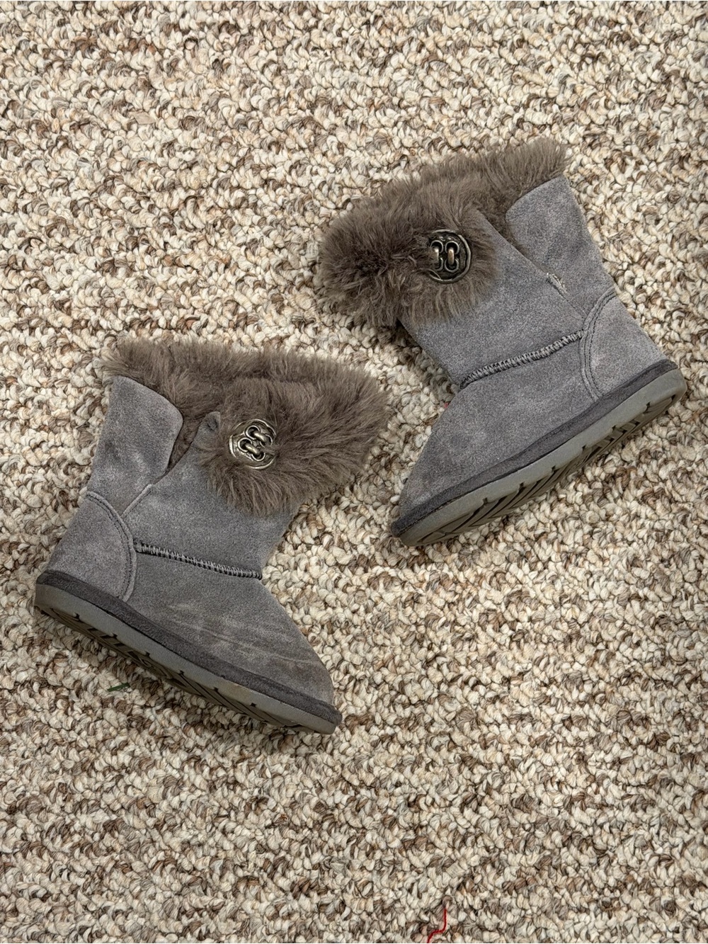 next Girls' Gray Faux Fur Trim Winter Boots